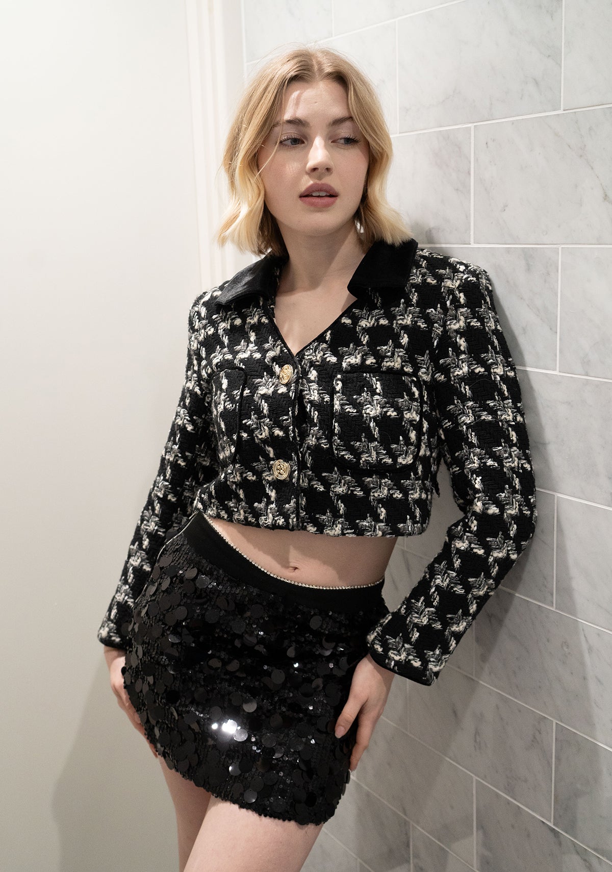 Black Sequin-embellished Y2K Mini Skirt