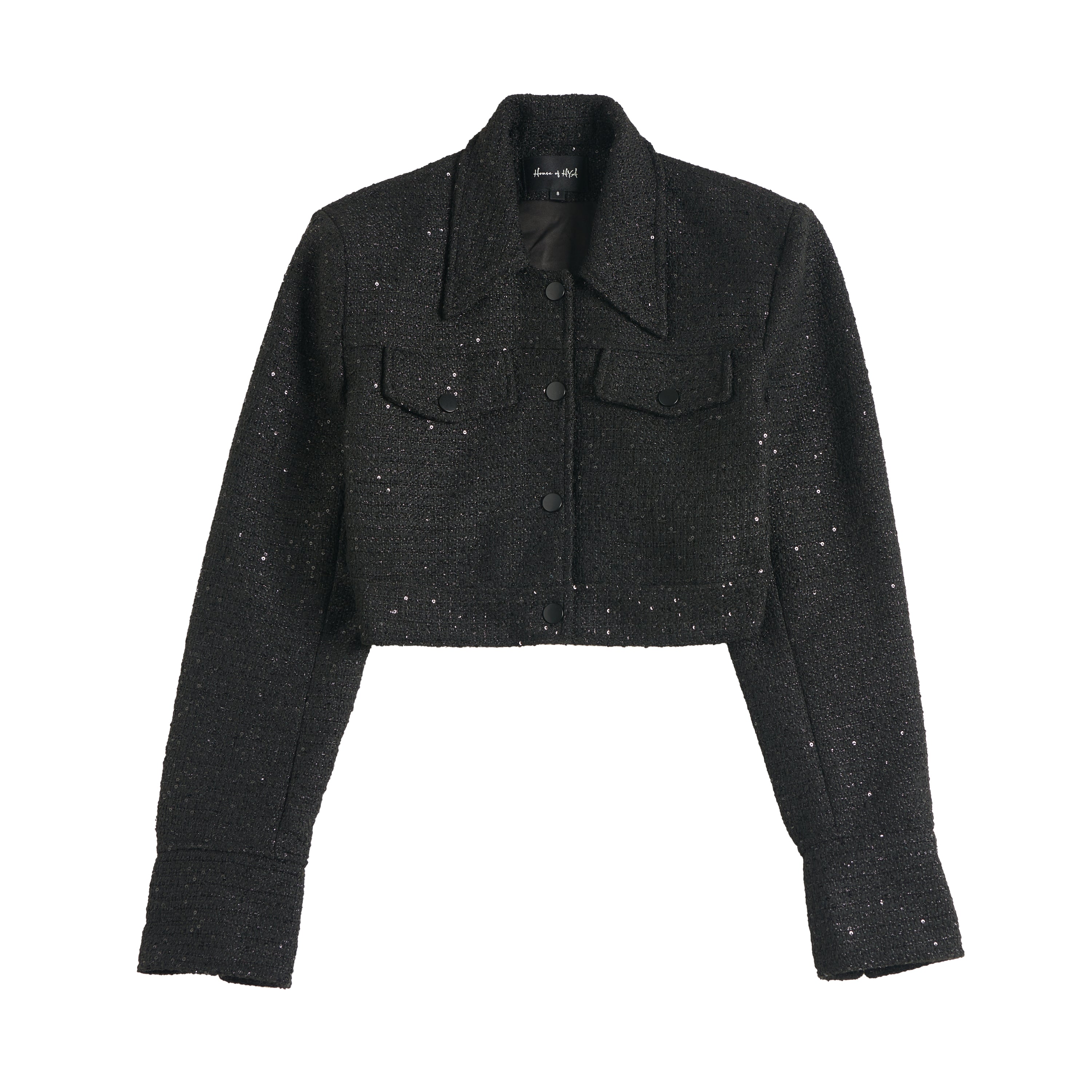 Sequin-embellished Shoulder Pads Tweed Jacket