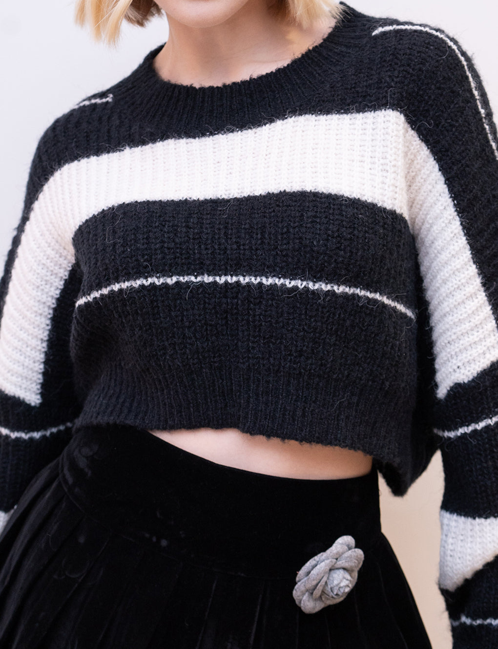 Striped Cropped Chunky Knit Jumper