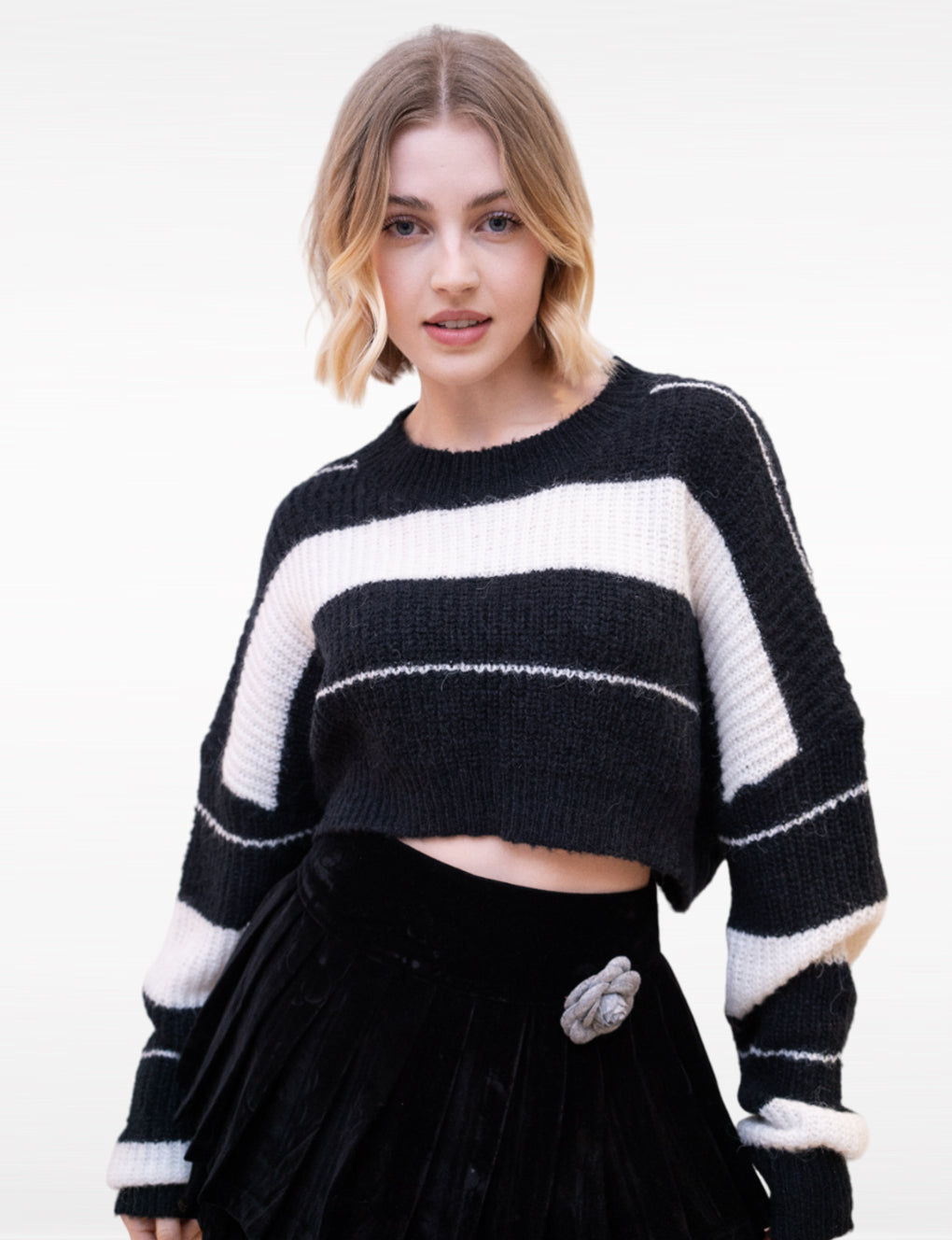 Striped Cropped Chunky Knit Jumper