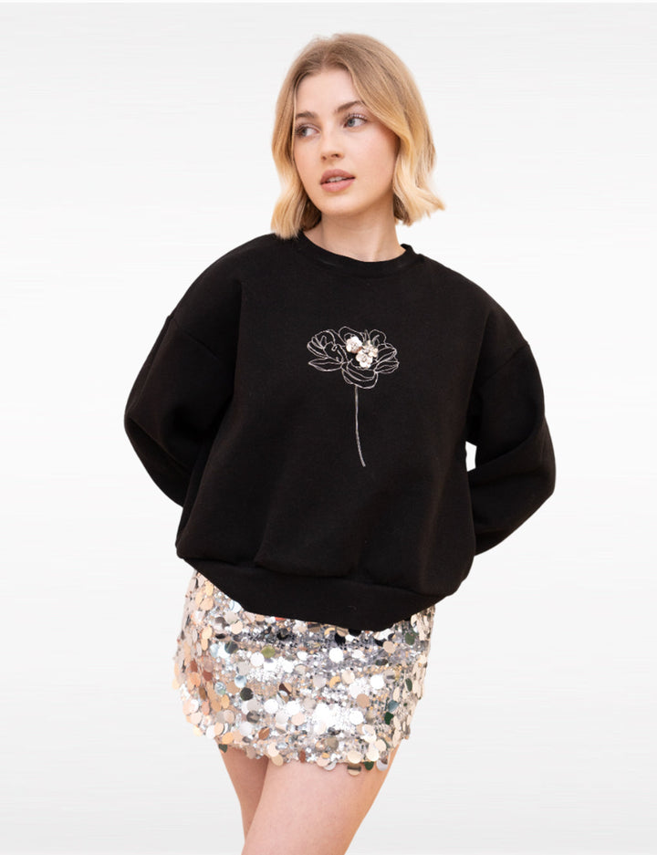 Black Sequin-embellished Y2K Mini Skirt