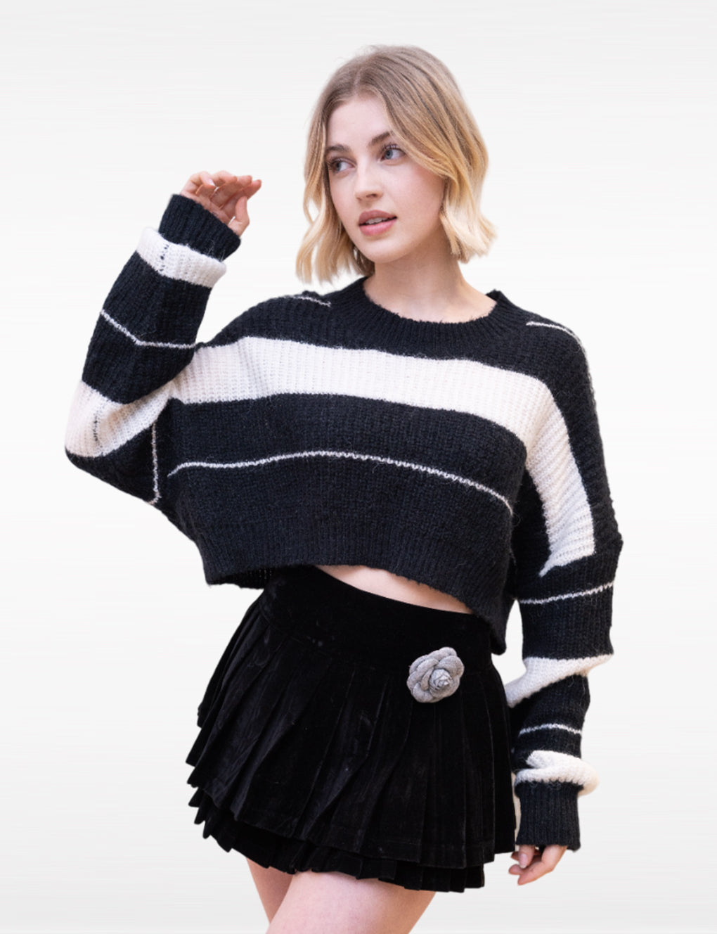 Striped Cropped Chunky Knit Jumper