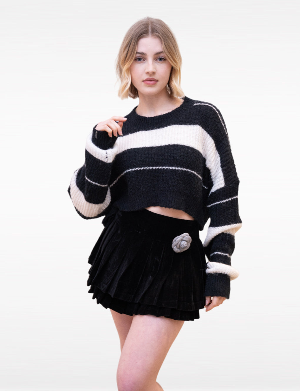 Striped Cropped Chunky Knit Jumper