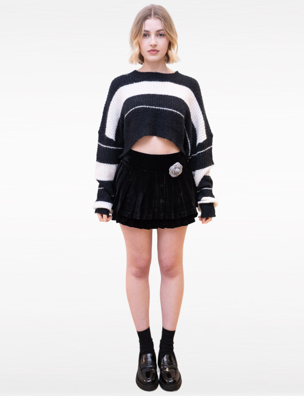 Striped Cropped Chunky Knit Jumper