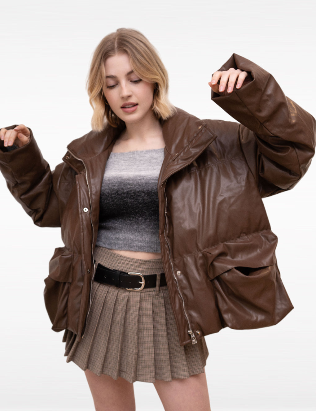 Brown Down-Filled Puffer Jacket