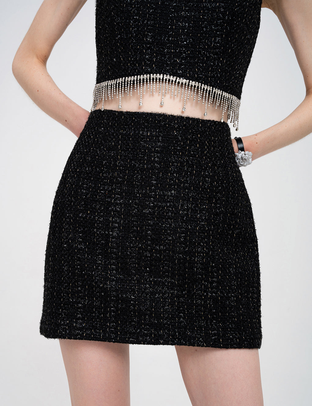 Metallic tweed miniskirt