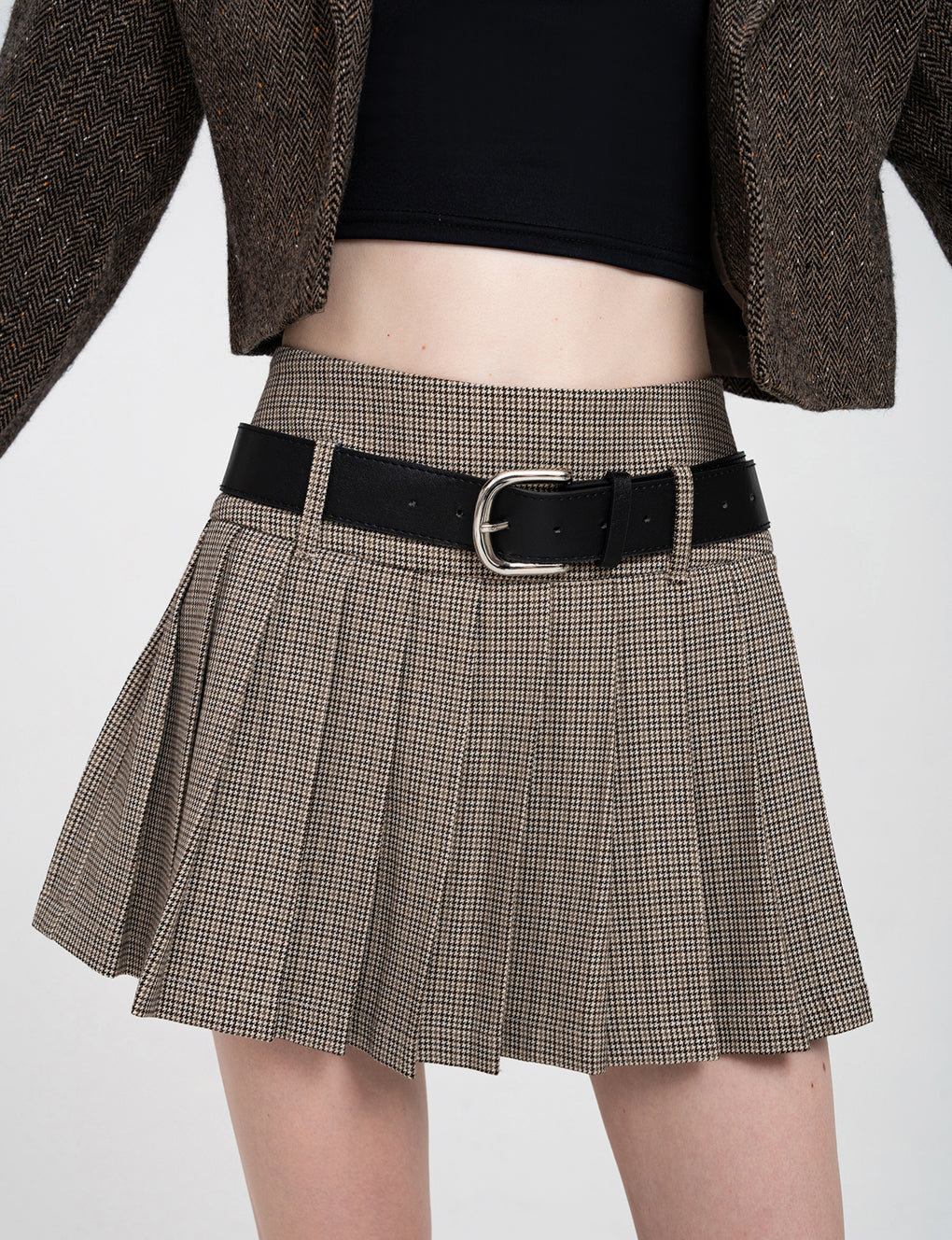 Pleated Tartan-print Mini Skirt