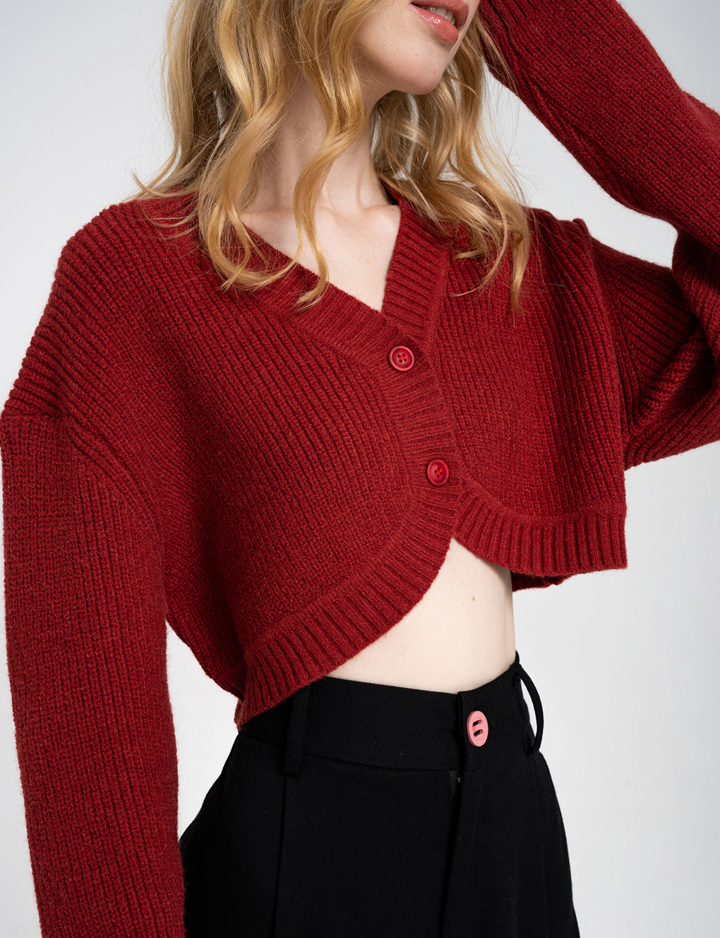 Ribbed Dropped-waist Knit Cardigan