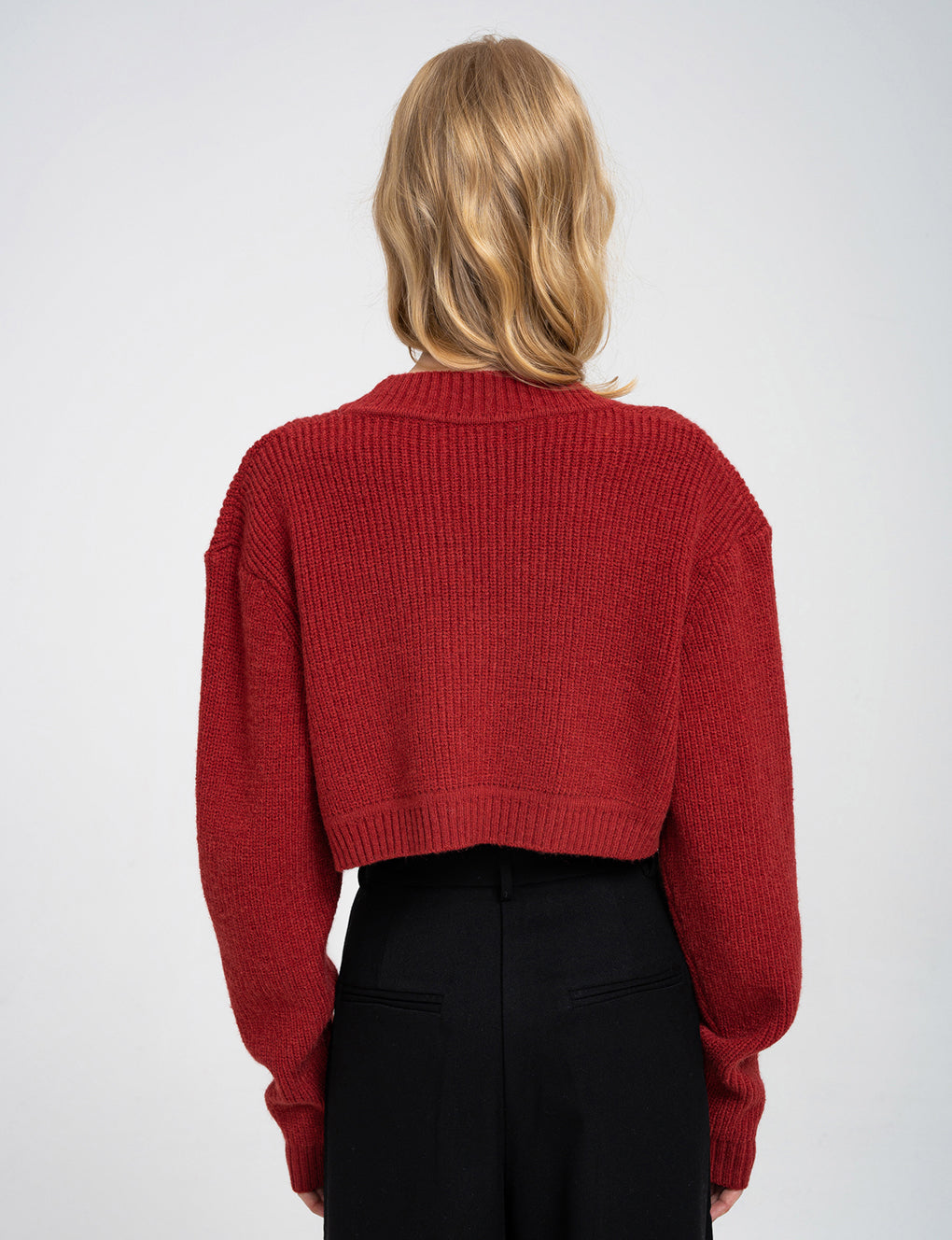 Ribbed Dropped-waist Knit Cardigan