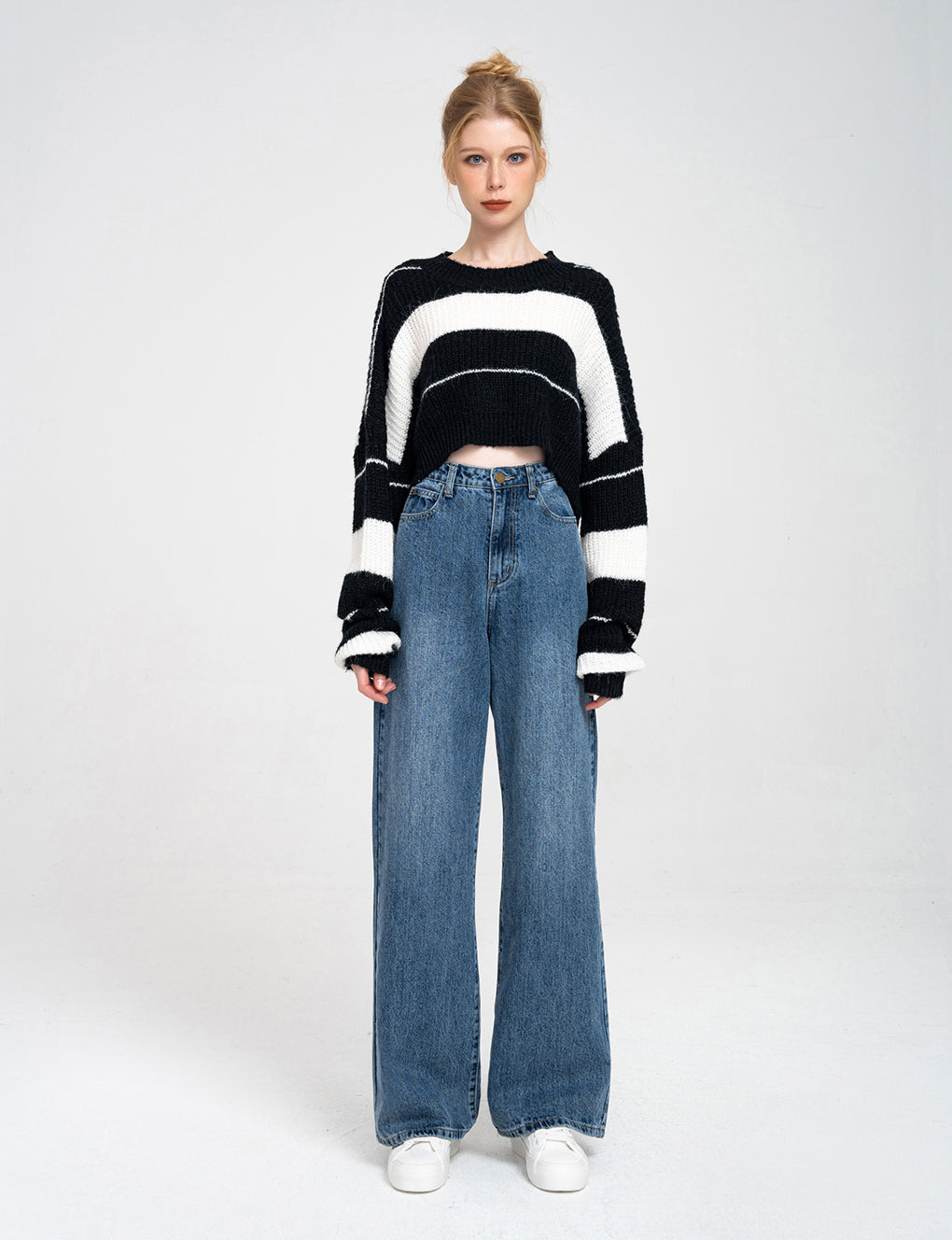 Striped Cropped Chunky Knit Jumper