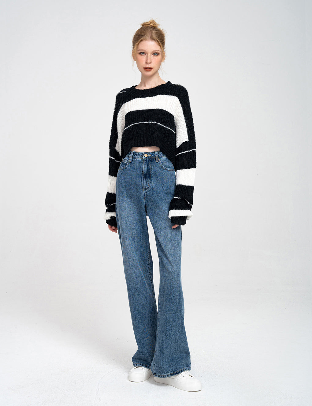 Striped Cropped Chunky Knit Jumper