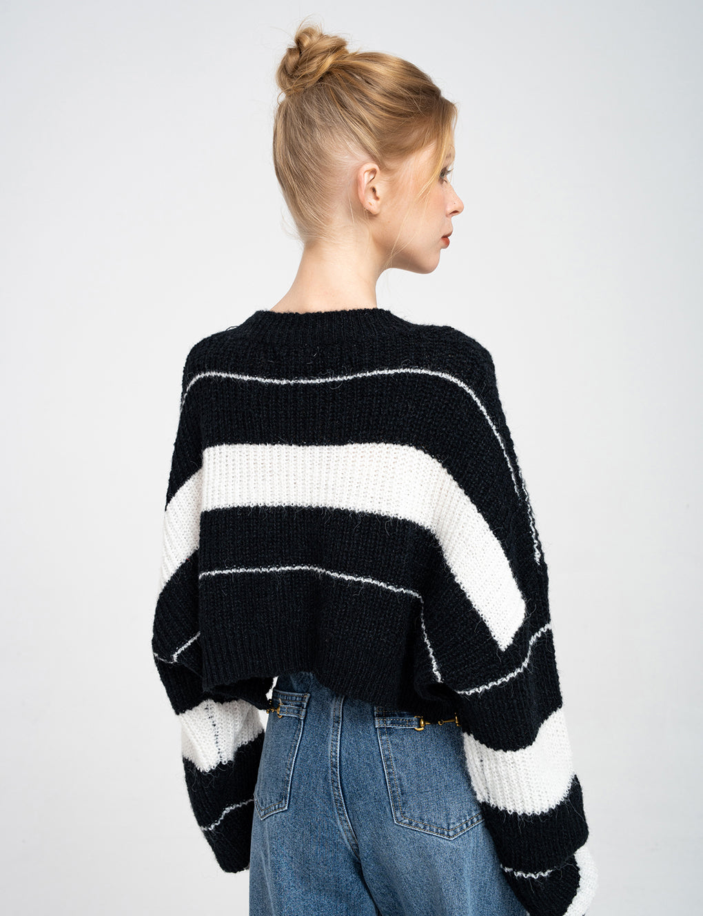 Striped Cropped Chunky Knit Jumper