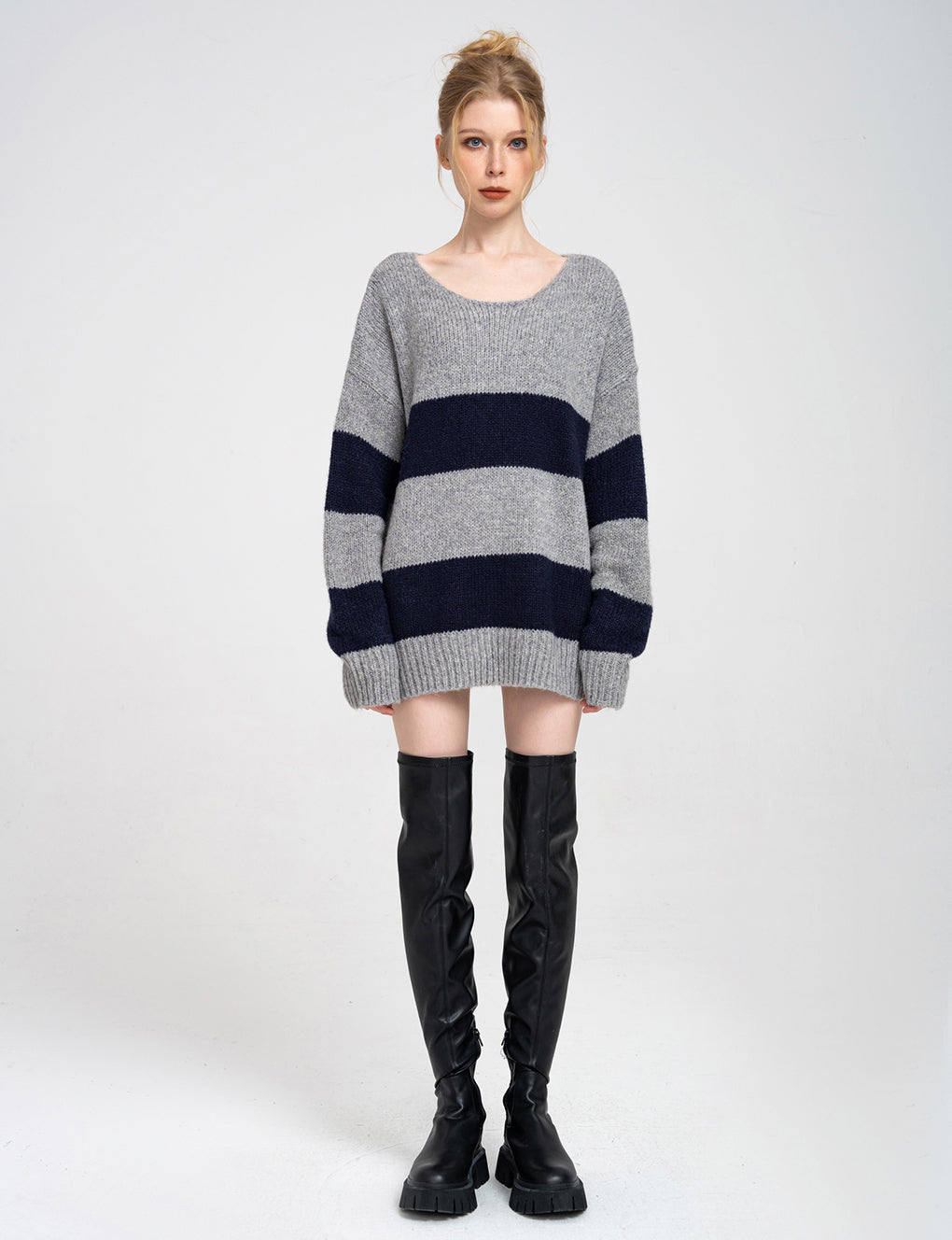 Oversized Striped Knitted Wool-blend Jumper