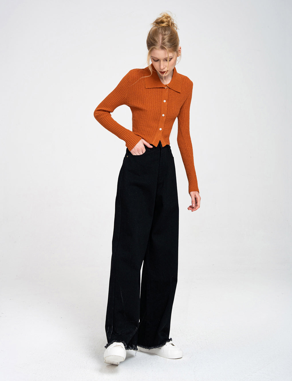 Sequin-embellished Tweed Tapered Pants