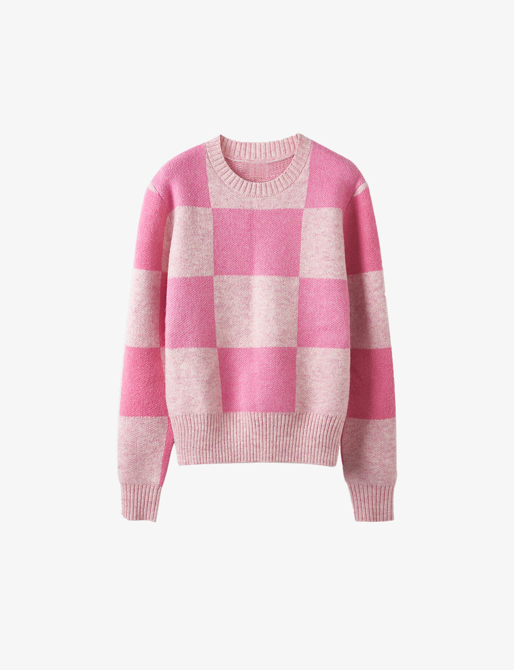 Two-color Block Stretch Knit Wool-blend Pullover Jumper