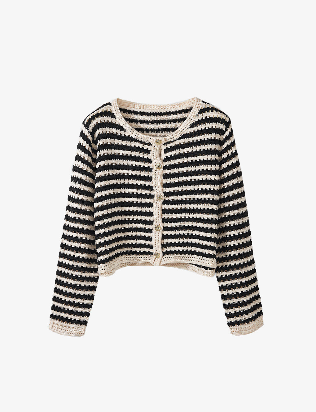 Striped Cut-outs Design Cable Knit Cardigan